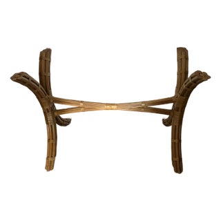 Boho Chic McGuire Style Rattan Glass Top Dining Table For Sale