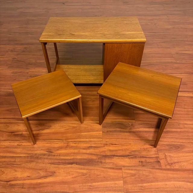 Vintage "Tristor" teak expandable serving cart with nesting tables, made in Scotland by A.H. McIntosh circa 1960's. This...