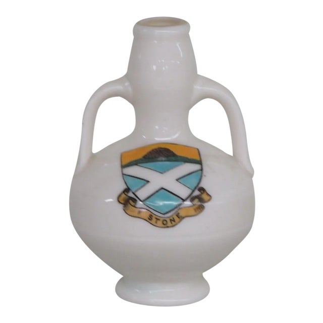 Wh Goss England Porcelain Scotland Crest Miniature Model of Ancient Vase For Sale