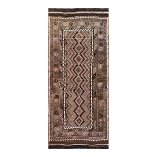 Afghan Maimana Kilim Area Rug, Handwoven Wool, 5x8, Brown & Blush For Sale