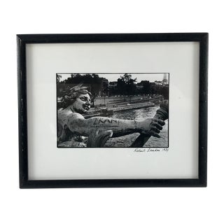 1974 Framed Robert Landau Paris Graffiti on Nymph of the Seine Black & White Photograph For Sale