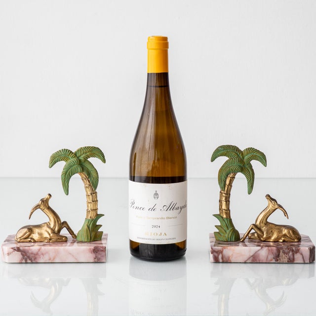 1930s Art Deco Marble Gazelle & Palm Bookends, Set of 2 For Sale - Image 5 of 10