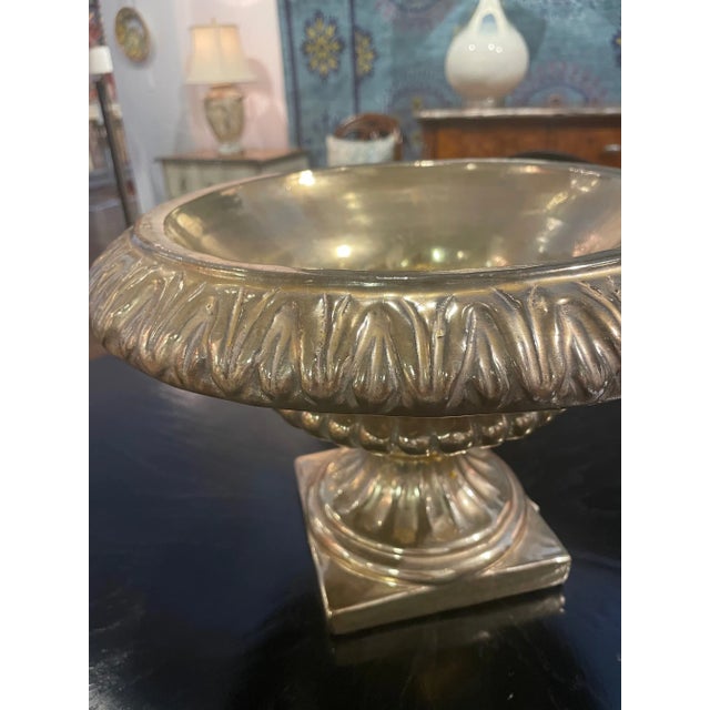 Traditional Handmade Italian Ceramic Gold Gilded Planter on Pedestal For Sale - Image 3 of 12