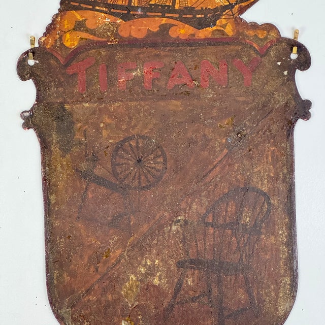 Metal Antique 19th Century Double Sided Metal Furniture Shop Trade Sign With Ship Design, Tiffany For Sale - Image 7 of 7