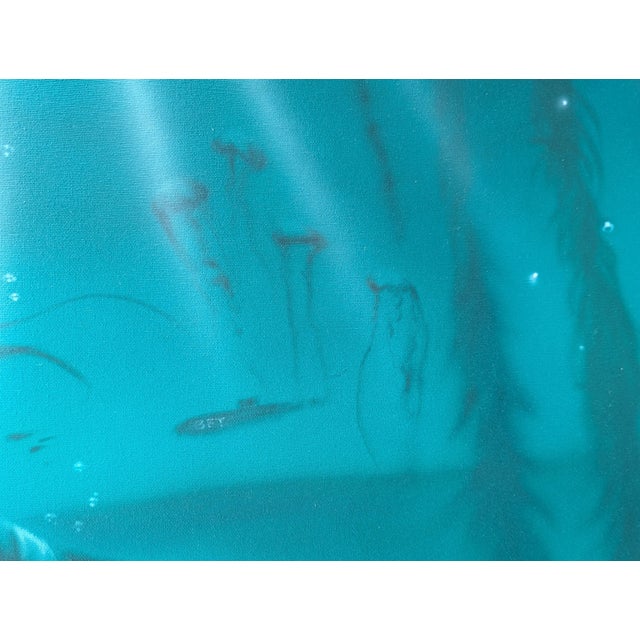 Elias Noah "Enlightenment" Contemporary Teal Naturalistic Underwater Seascape with Mermaid, 21st Century For Sale - Image 11 of 11