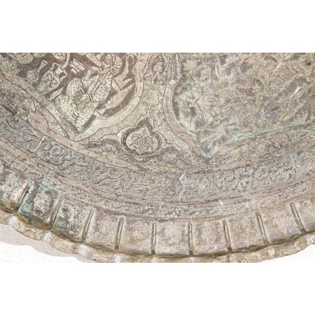 Antique Middle Eastern Persian Wall Hanging Metal Tray For Sale - Image 9 of 13
