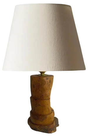 Sculptural Table Lamp in Carved Olive Wood, France, 1950