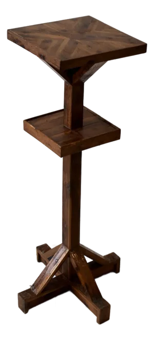 Vintage Constructivist Parquetry Tiered Wood Pedestal Stand, Circa 1940s-50s
