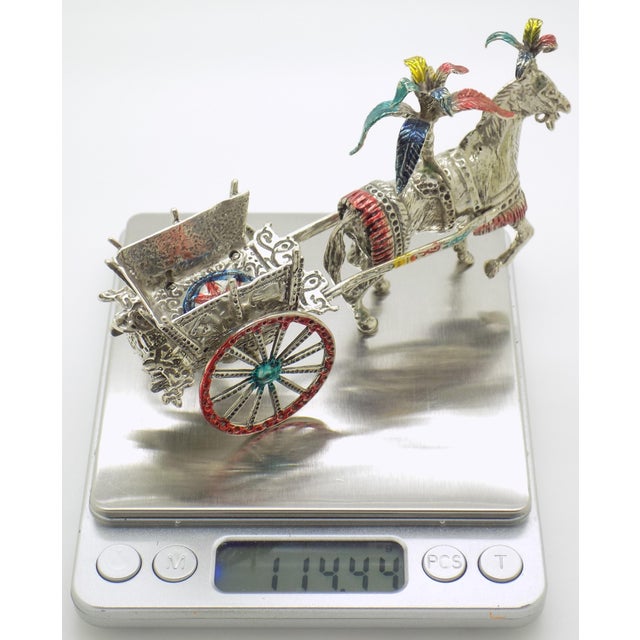 4-Oz. Vintage Italian Handmade Genuine Silver Traditional Sicilian Carriage Large Sculpture, 1970s Solid 800 Silver Folk Art Centerpiece For Sale - Image 11 of 12