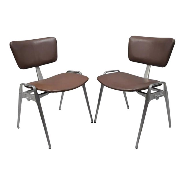 Mid 20th Century Mid Century Modern Cast Aluminum Stacking Side Chairs by Crucible- a Pair For Sale