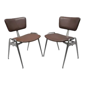 Mid 20th Century Mid Century Modern Cast Aluminum Stacking Side Chairs by Crucible- a Pair