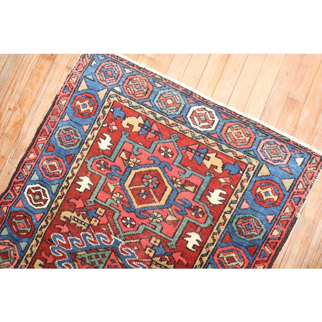 Early 20th Century Antique Colorful Small Persian Heriz Rug - 2'11" x 4'4" For Sale - Image 5 of 7