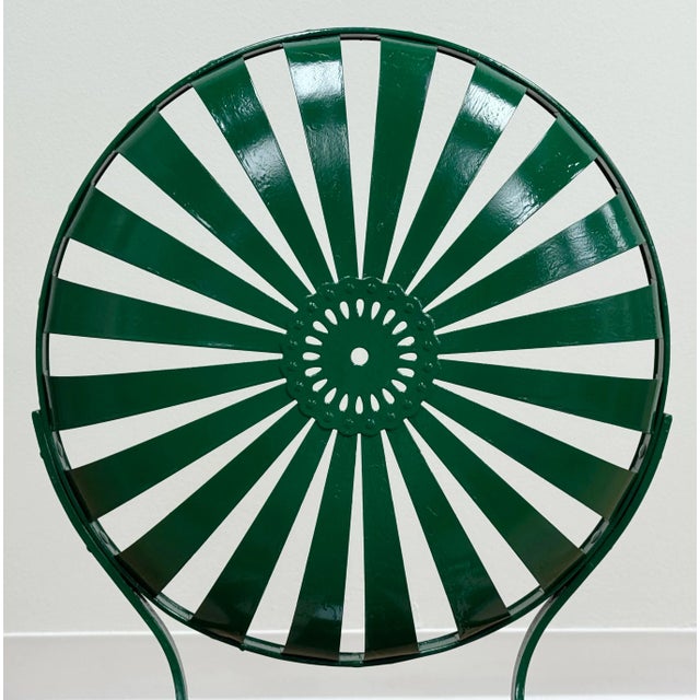 Antique Green Francois Carre Sunburst Garden Chairs, Pair For Sale - Image 10 of 15