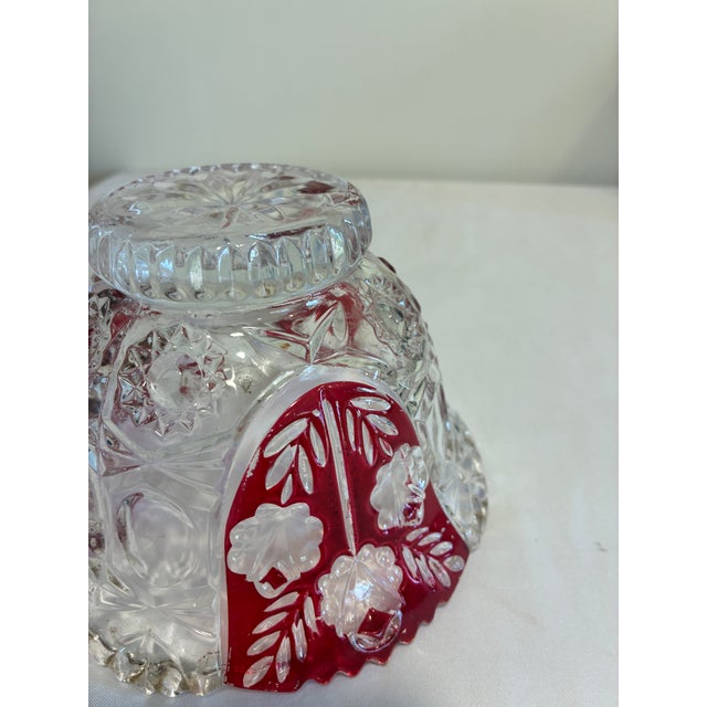 Vintage 5th Avenue Rosalina Ruby Flash Cut Glass Bowl For Sale - Image 10 of 12