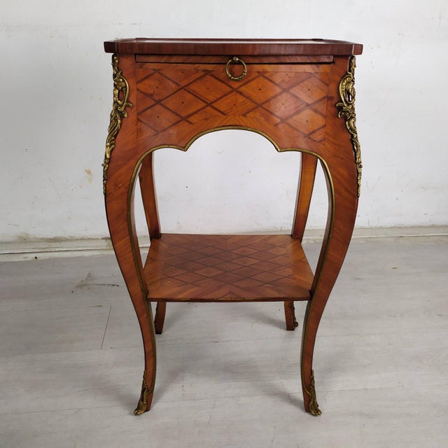 Wood Louis XV Marquetry Side Table, 1950s For Sale - Image 7 of 18