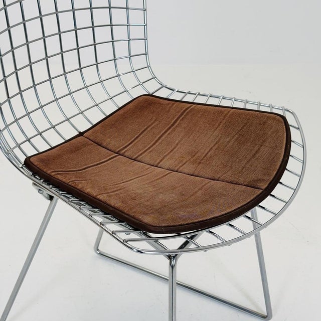 Brown Mid-Century Wire Chrome Side Chair by Harry Bertoia, Italy, 1980s For Sale - Image 8 of 11
