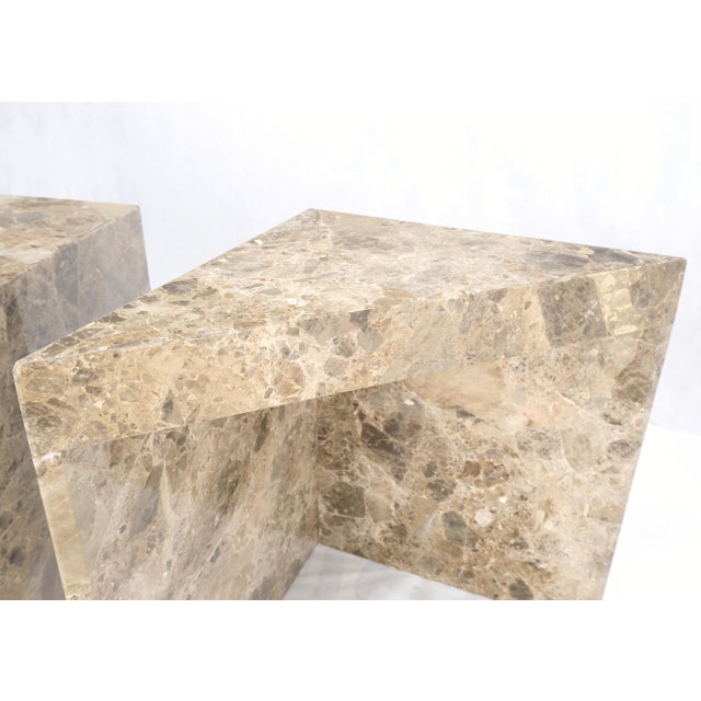 Pair Midcentury Marble Onyx Triangle Shape End Side Tables Night Stands Mint! For Sale - Image 11 of 13