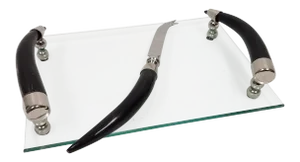 Curved Handle Serving Tray & Knife - a Pair