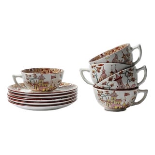 Antique Tea Service from Sarreguemines, 1900s, Set of 11 For Sale