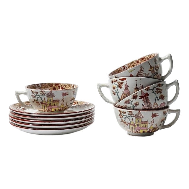 Antique Tea Service from Sarreguemines, 1900s, Set of 11 For Sale