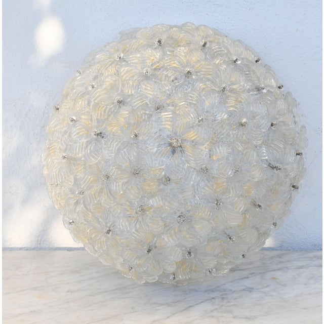 Gold 1960s Murano Gold Ceiling Light Flower by Seguso for Venini For Sale - Image 8 of 12