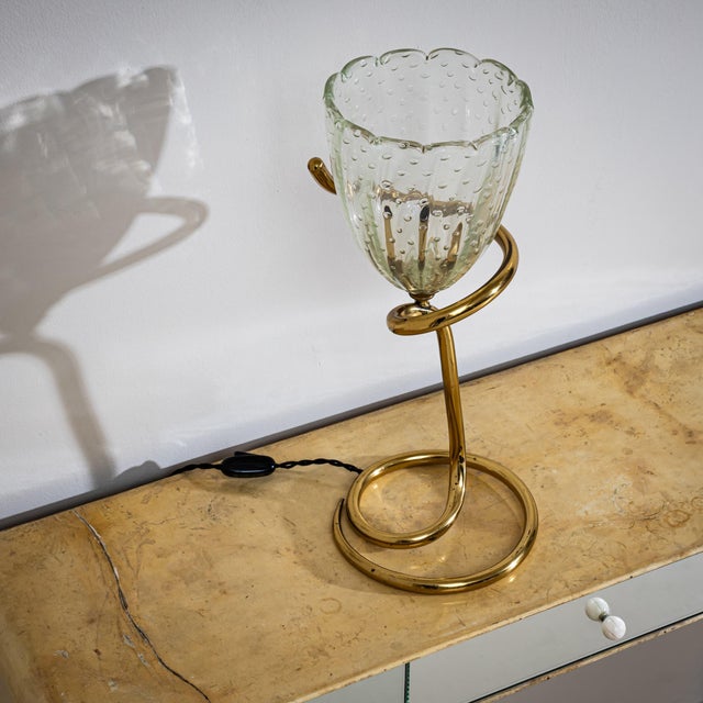 Gold Mid-20th Century Table Lamp Attributed to Ercole Barovier, Italy For Sale - Image 8 of 8
