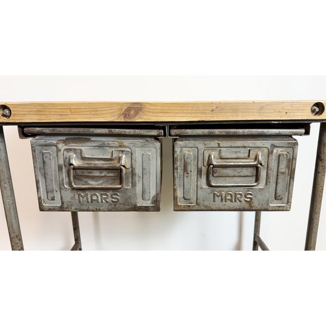 Vintage Industrial Worktable on Wheels, 1960s For Sale - Image 4 of 18