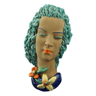 20th Century Art Deco Ceramic Wall Mask by Ivos Pacetti for La Fiamma Albisola, Italy For Sale
