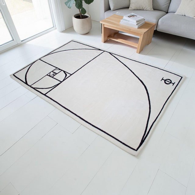 Fibonacci - Golden Ratio Themed Silk Hand Woven Area Rug Kilim Wall Rug 5x7 Ft Approx For Sale - Image 4 of 14