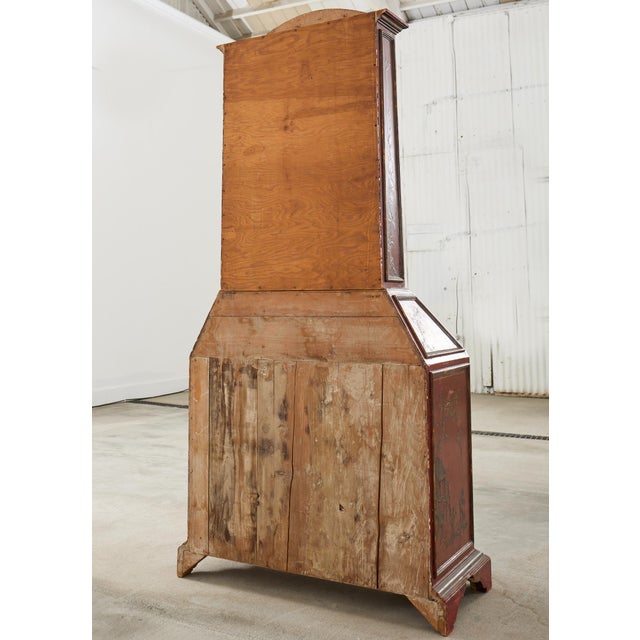 English George III Style Lacquered Chinoiserie Secretary Bookcase For Sale - Image 12 of 12