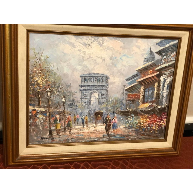 1960s Vintage Mid-Century Impressionist Paris Street Scene Oil Painting - Signed Bernard For Sale - Image 5 of 5