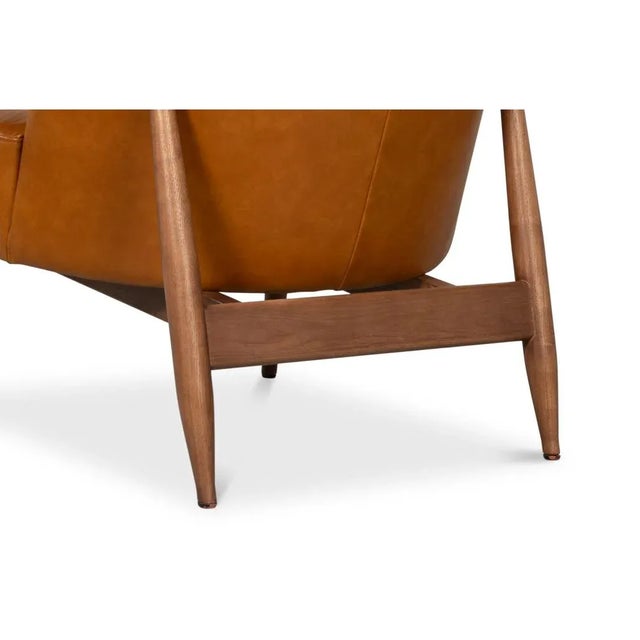 Mid Century Tan Leather Arm Chair For Sale - Image 9 of 13