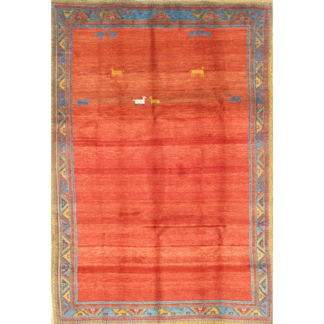 Persian Traditional Pasargad Ny Genuine Persian Gabbeh Rug - 7′10″ × 11′8" For Sale - Image 3 of 3