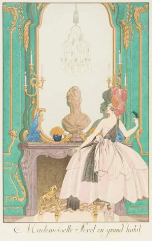 Mademoiselle Sorel en grand habit - Original Pochoir by Georges Barbier - 1920 1920