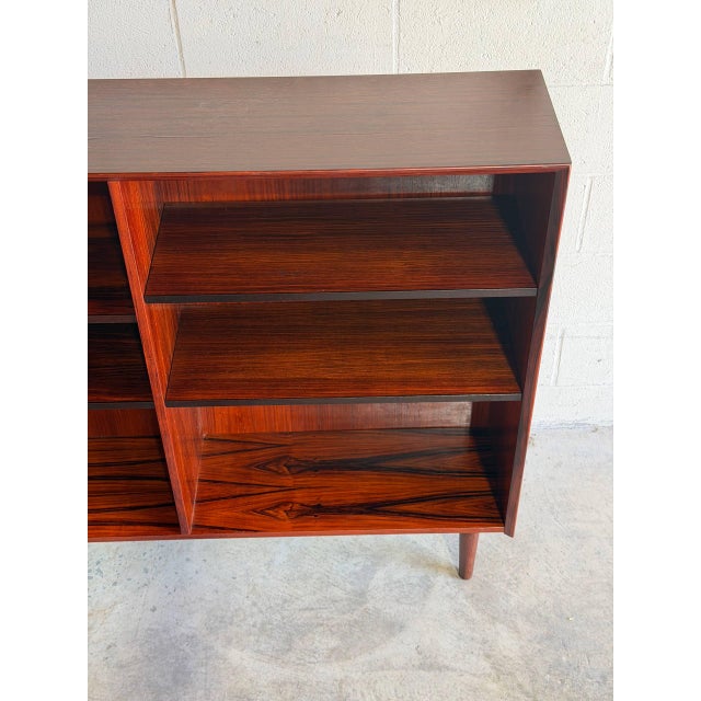 Wood Rosewood Bookcase Small Open Double Column Shelving Unit Made in Denmark 1960s For Sale - Image 7 of 10