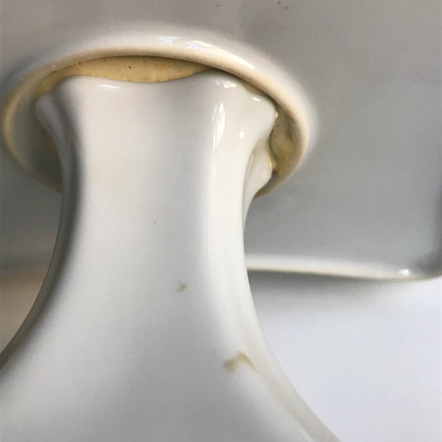 White Mid-Century Georges Briard Pineapple & Pear Pedestal Bowl and Matching Dish - a Pair For Sale - Image 8 of 9