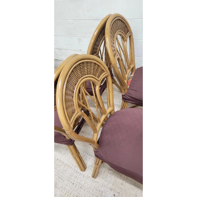 Wood Vintage Rattan Bentwood Coastal Boho Tropical Style Dining Chairs - Set of 4 For Sale - Image 7 of 7