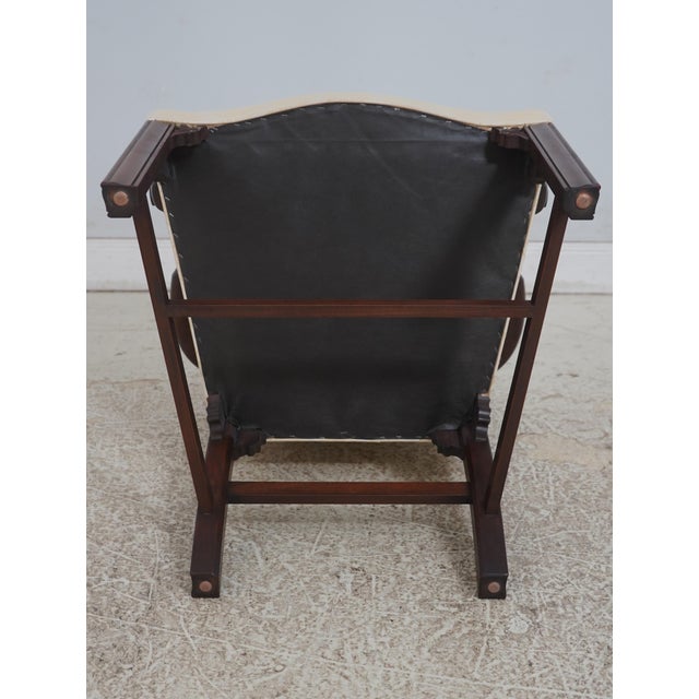 Pair of Henkel Harris Mahogany Upholstered High Back Host Armchairs For Sale - Image 18 of 18