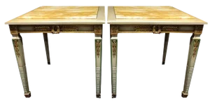 Marble Topped Side Tables, Set of 2