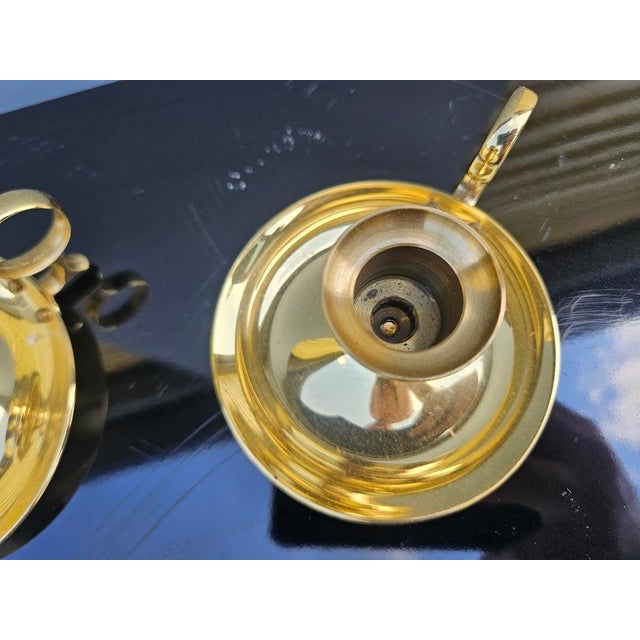 Pair of Vintage Baldwin Solid Brass Candle Holders For Sale - Image 4 of 5