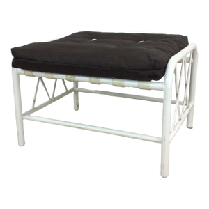 Vintage 1970s Aluminum Outdoor Patio Ottoman Footstool
