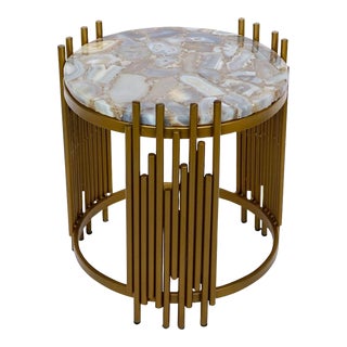 Gold Agate Side Table For Sale