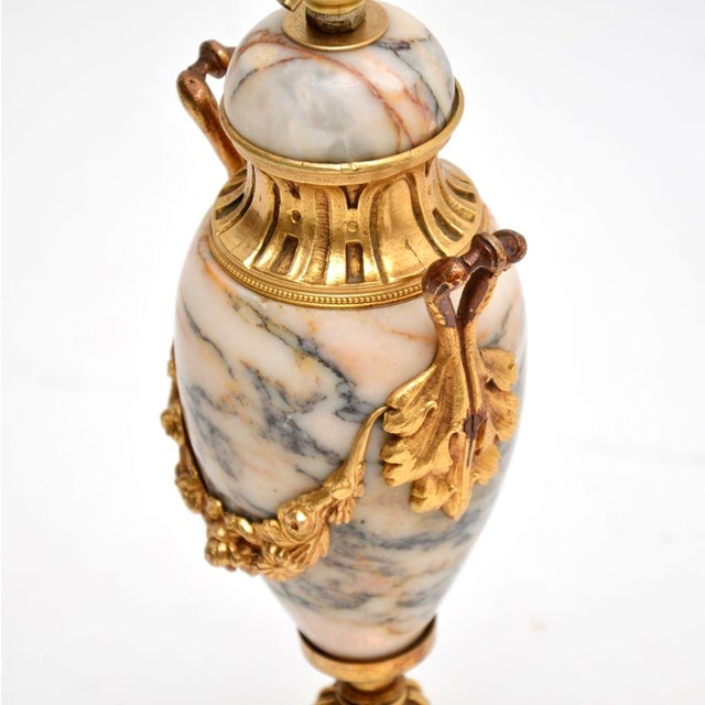 Metal Antique French Marble and Gilt Bronze Table Lamp, 1890s For Sale - Image 7 of 9