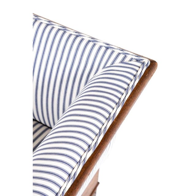 Empire Revival French Walnut Sofa in Ticking For Sale - Image 9 of 15