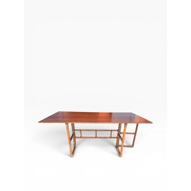 American Vintage McGuire San Francisco Convertible Bamboo & Rosewood Dining Console Table For Sale - Image 3 of 17
