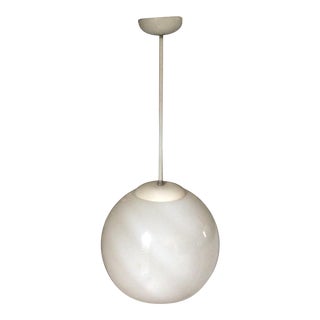 1950s Mid-Century Modern White Glass Globe Pendant Light For Sale