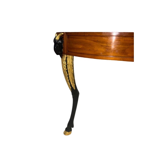 Orange 18th Century Italian Neoclassical Demi-Lune Console Table With Gilt and Ebonized Legs For Sale - Image 8 of 16