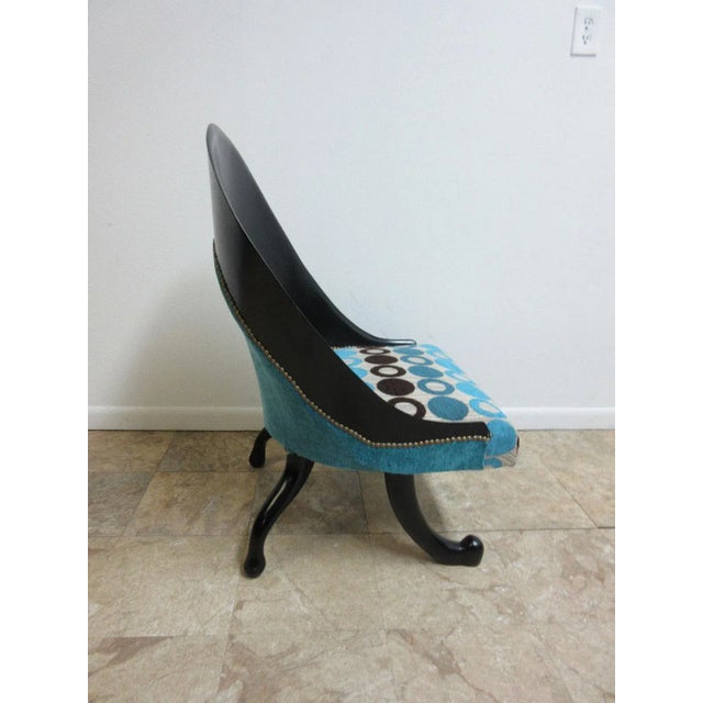 Hollywood Regency Style Modern Scoop Back Fireside Lounge Chair For Sale - Image 4 of 8