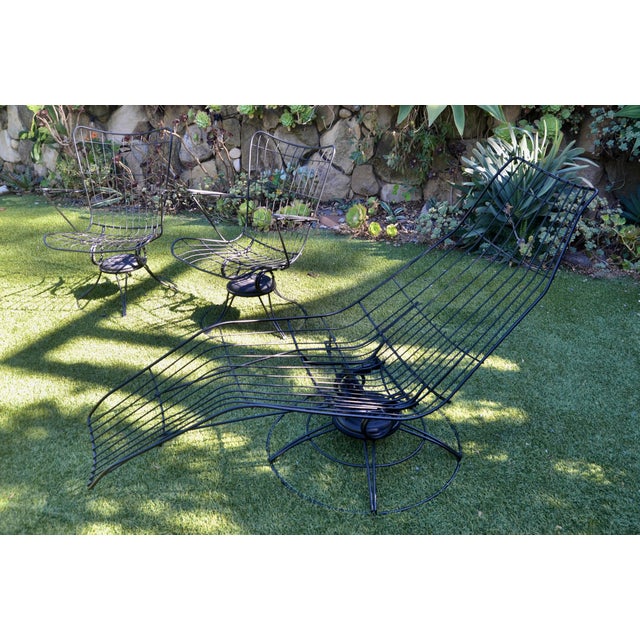 Mid-Century Modern 3 Pc Set Mid Century Homecrest Bottemiller Siesta Metal Patio Set, One Lounge Two Chairs For Sale - Image 3 of 4