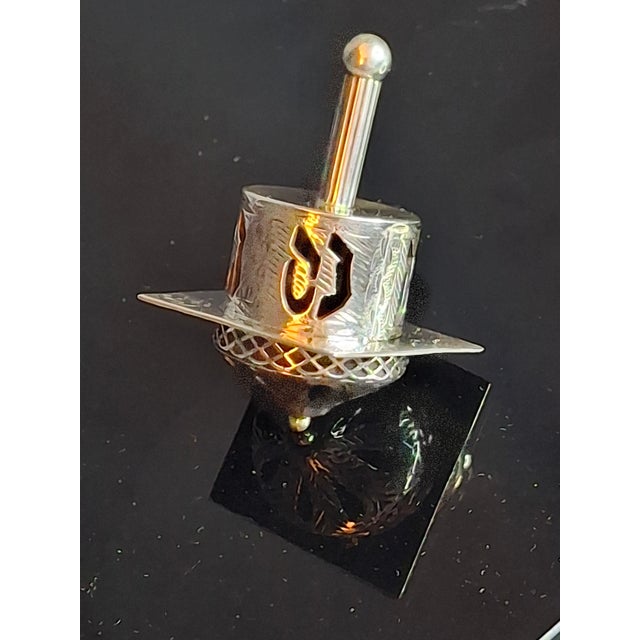 Vintage Netafim Sterling Silver Dreidel Israel Filigree Pierced Sevivon 23g For Sale - Image 9 of 16